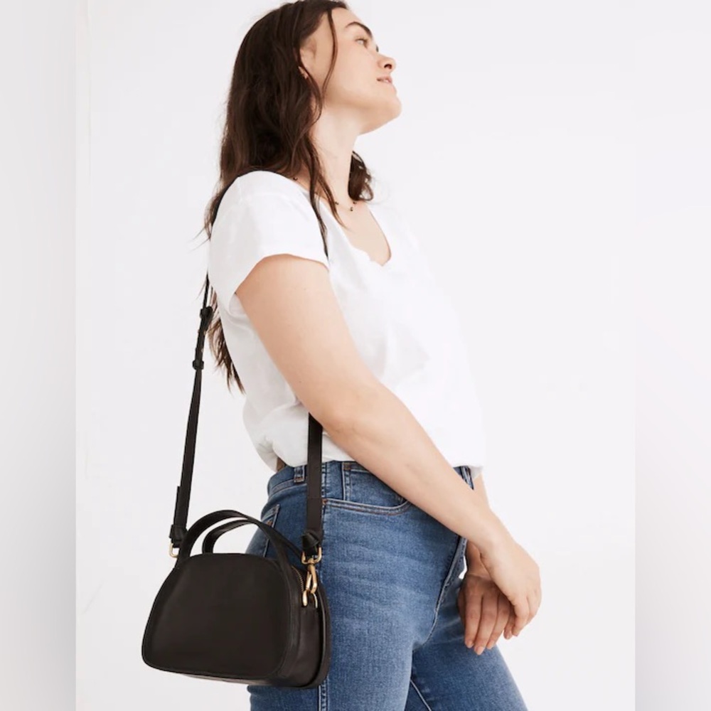 Madewell Sydney Black Leather Zip Top Small Crossbody Bag Convertible - Picture 13 of 13